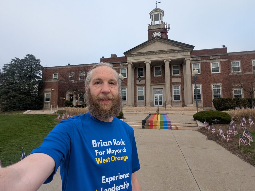 Brian in front of town hall.