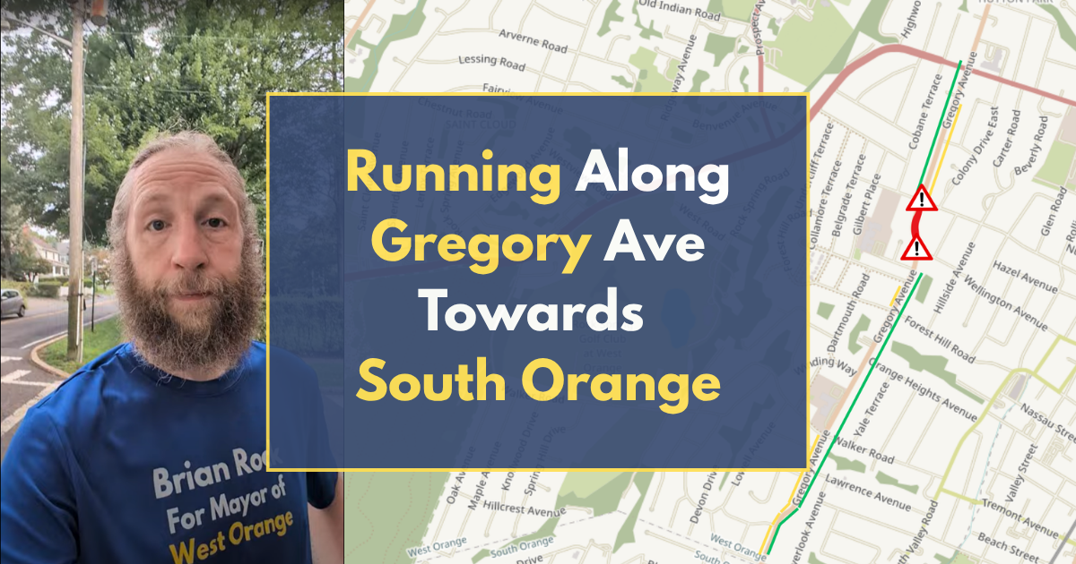 Running Gregory Avenue Towards south Orange